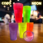Galera Das Ofertas - Lojas - Mercado Livre - 100 Copos Descartável Neon Festa Balada 300ml Sortido Brilho