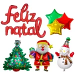 Galera Das Ofertas - Lojas - Mercado Livre - Kit Balão Metalizado Feliz Natal Estrela Papai Noel Árvore