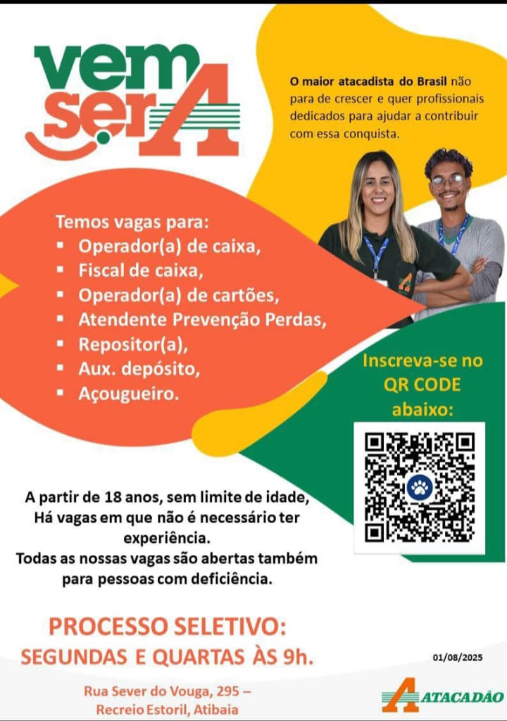 Vagas de Emprego - Atacadão Atibaia