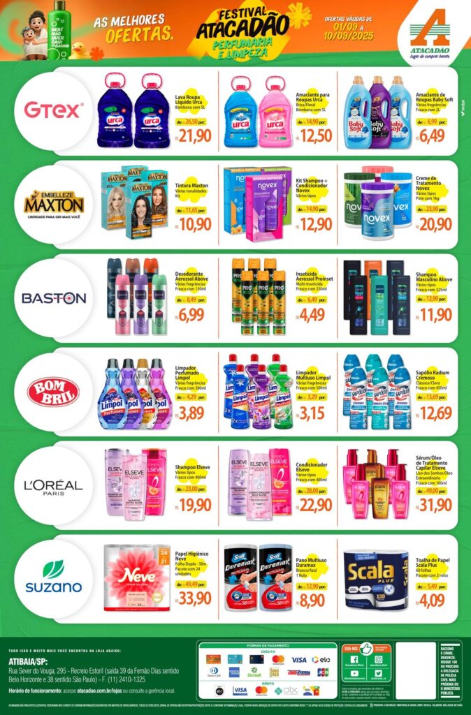 Folheto Atacadão Atibaia - Limpeza e Perfumaria [01/09/2025 a 10/09/2025] – Galera das Ofertas