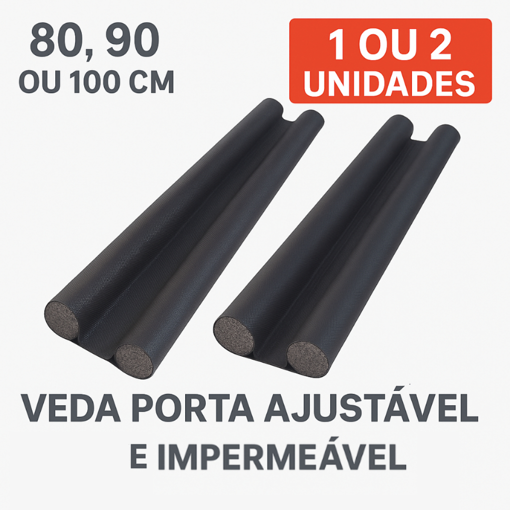 Kit 1 ou 2 Unidades de Veda Porta Ajustável Protetor Rolinho Impermeável 80cm 90cm 100cm | Shopee Brasil