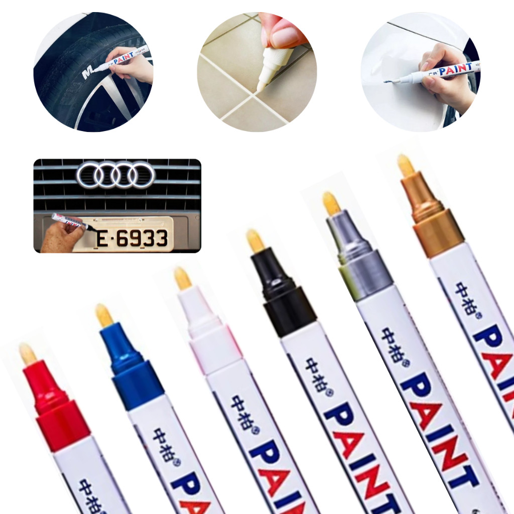 Caneta Paint Original Reparadora Pintura Automotiva Permanente Tira Riscos Carro Moto Retoque de Placa Tênis Pneus ANJIN | Shopee Brasil