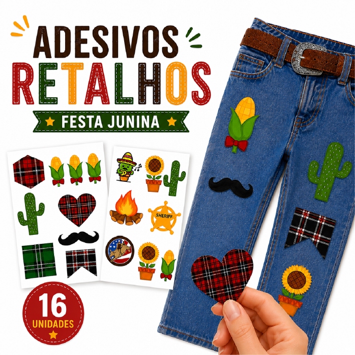 Adesivo Para Roupa Festa Junina Retalho Remendo 16 Adesivos | Shopee Brasil