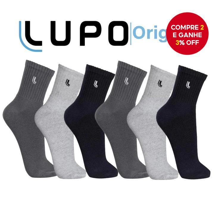 Meias Premium Unissex Lupo 6-Pack – Medyas De Algodão De Cano Médio Com Estampa De Ícone Minimalista Para Negócios E Uso | Shopee Brasil