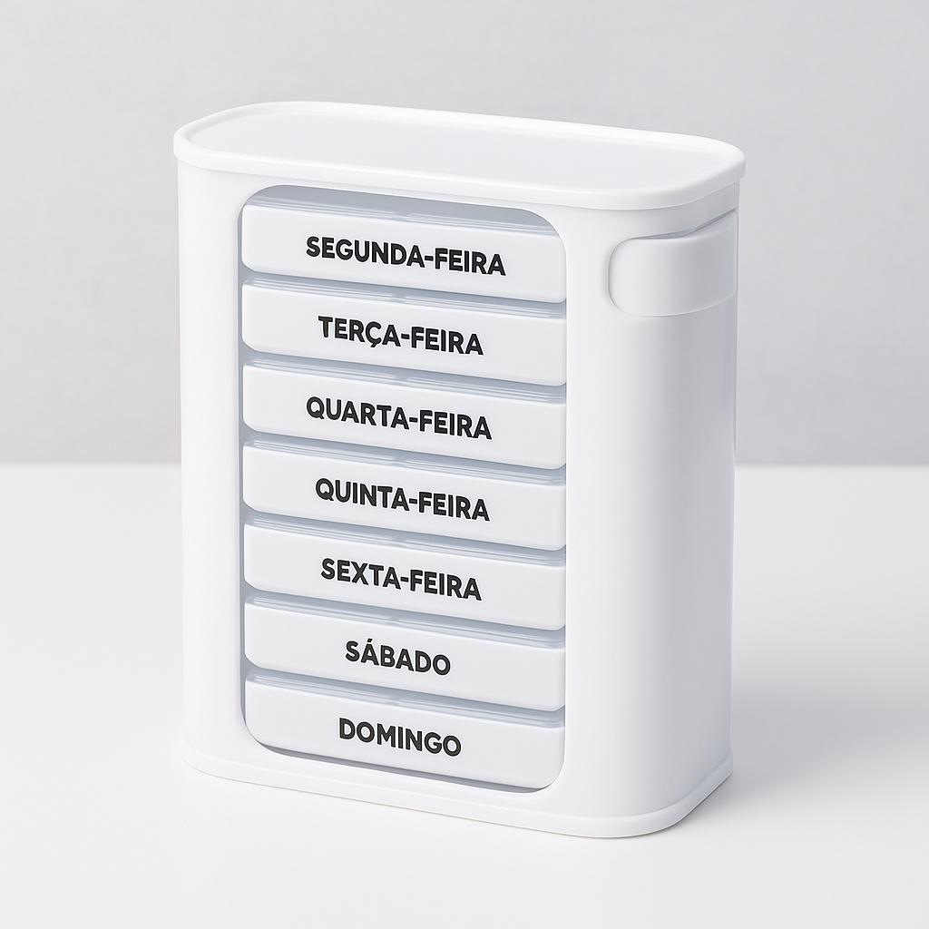 Porta Comprimidos Semanal 28 Divisórias | Organizador de Remédios Diário Manhã Tarde Noite | Shopee Brasil