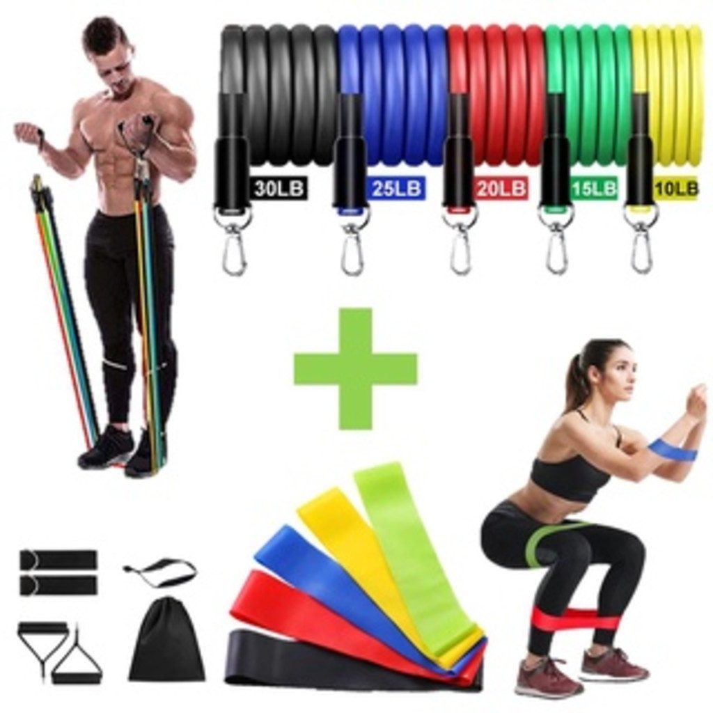 Kit Completo Treino em Casa: Elásticos Extensores + 5 Mini Bands Fortes | Fitness & Musculação | Shopee Brasil