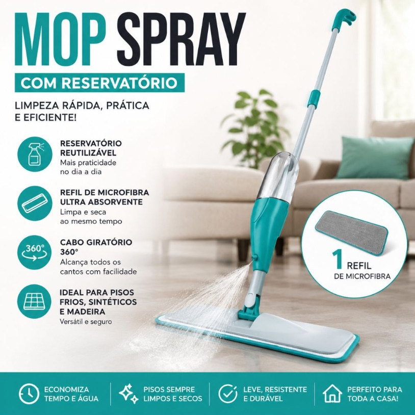 MOP Spray Reforçado Rodo Esfregão com Reservatório Rodo Magico Limpa Seca Mopi | Shopee Brasil
