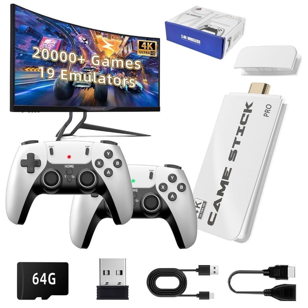 2025 NOVO Vídeo Game Stick M15 Pro 4k 64gb Hdmi Com 2 Controles Se Fio +20mil Jogos Moby | Shopee Brasil