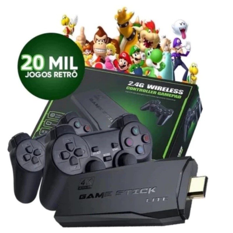 Video Game  Stick 4K Com 20000/30000 Jogos 64gb 2 Controles Sem Fio Console Portatil Original | Shopee Brasil