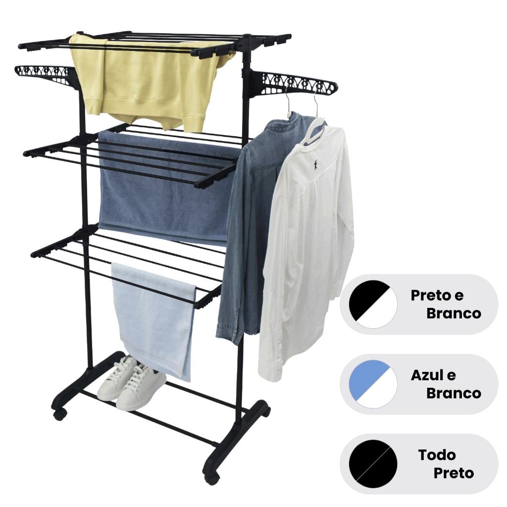 Varal De Chão Roupa Calcinha Grade 3 Andares Dobrável Portátil | Shopee Brasil