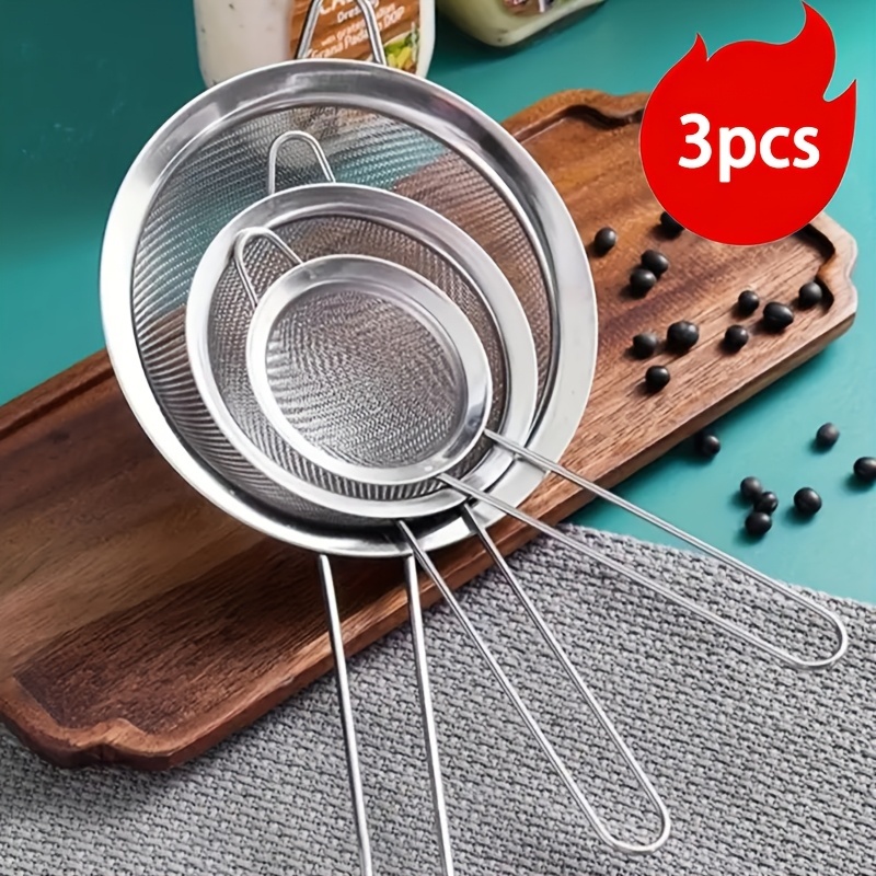 Kit 3 Peneira Coador De Peneiras Aço Inoxidável Para Cozinha Peneira De Cozinha | Shopee Brasil