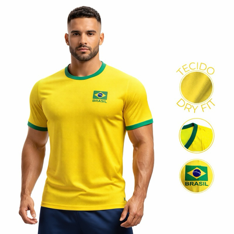 Camiseta Brasil Seleção Brasileira Dry Fit Leve Esportiva Copa Do Mundo 2026 Verde Amarela Azul DRYFIT | Shopee Brasil