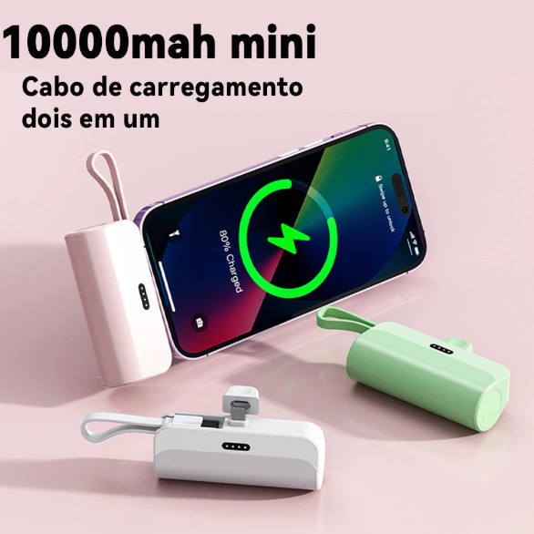 Carregador Portátil Mini Power Bank 10000mAh Com 02 Saídas Tipo-C / Lightning | Shopee Brasil