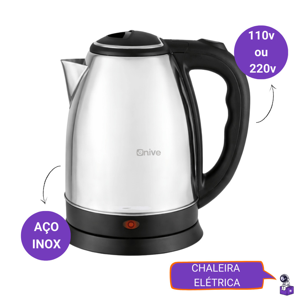 Chaleira Elétrica Inox 1.8 Litros Desligamento Automático Aquecimento Rápido | Shopee Brasil