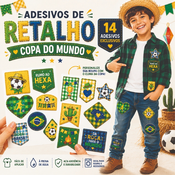 Kit Adesivos de Retalho Copa do Mundo para Roupa – Festa Junina Quadrilha 16un | Shopee Brasil