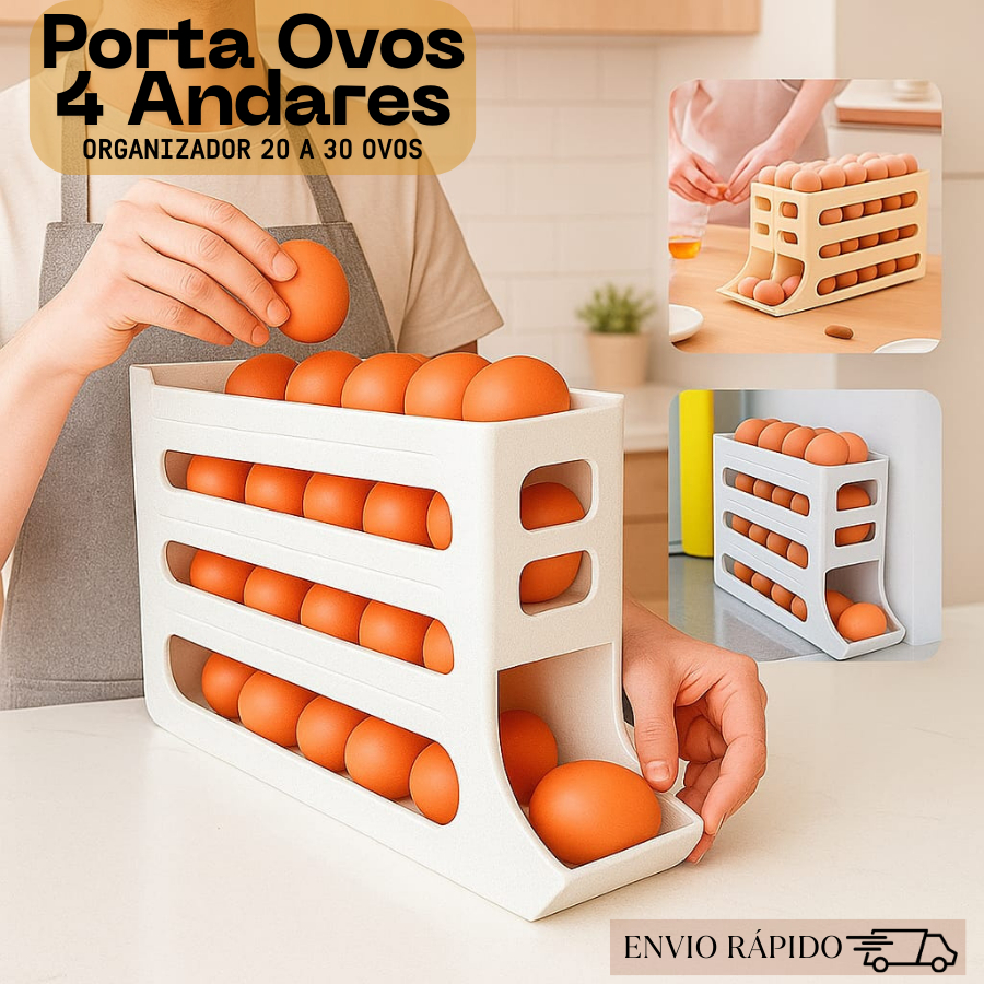 Porta Ovos 4 Andares Rolante em Plástico para Geladeira Organizador 20 a 30 Ovos | Shopee Brasil