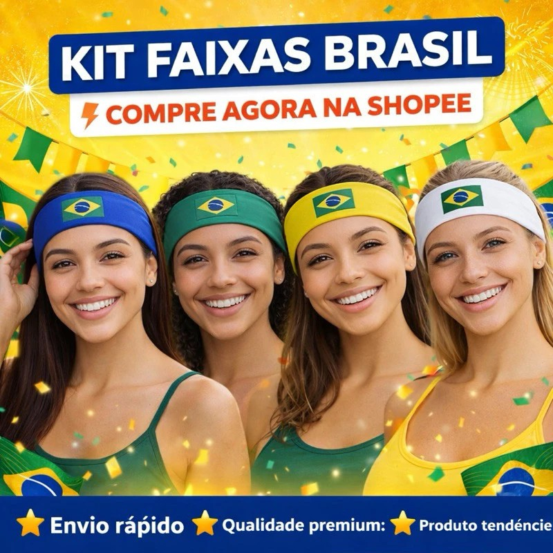 Faixa de Cabelo Bandeira do Brasil Verde Amarelo Azul e Branco Kit Copa | Shopee Brasil