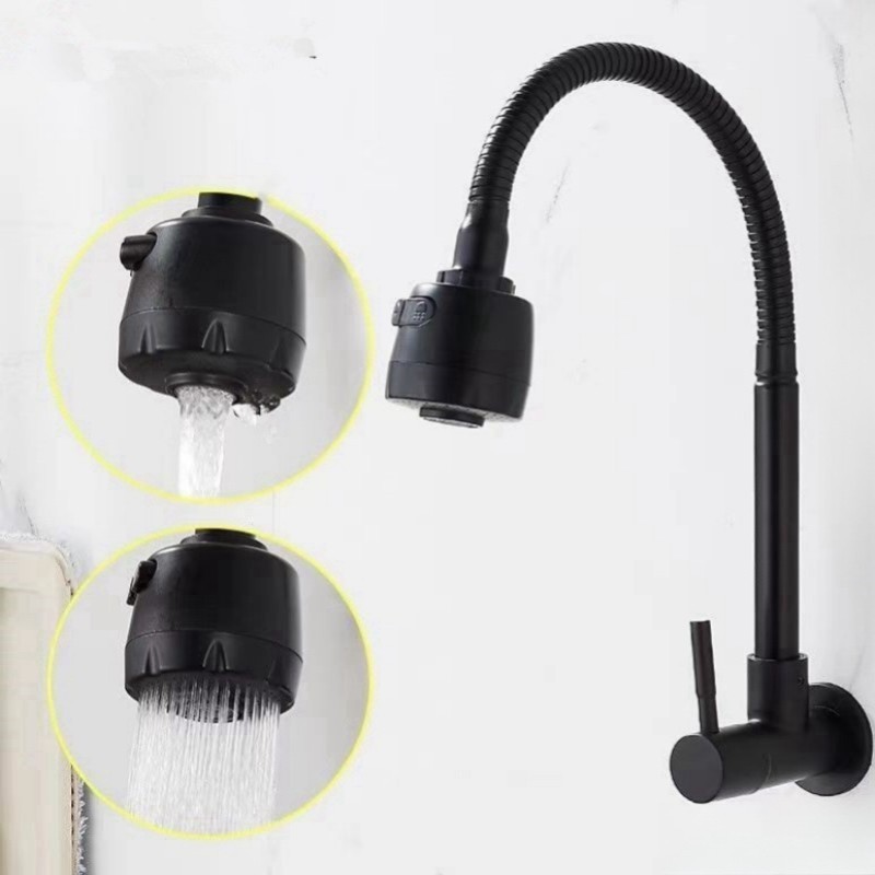 Inox Torneira Prata/Preto Com Chuveiro Com Rotação De 360° Cozinha Luxo Parede Promoção | Shopee Brasil