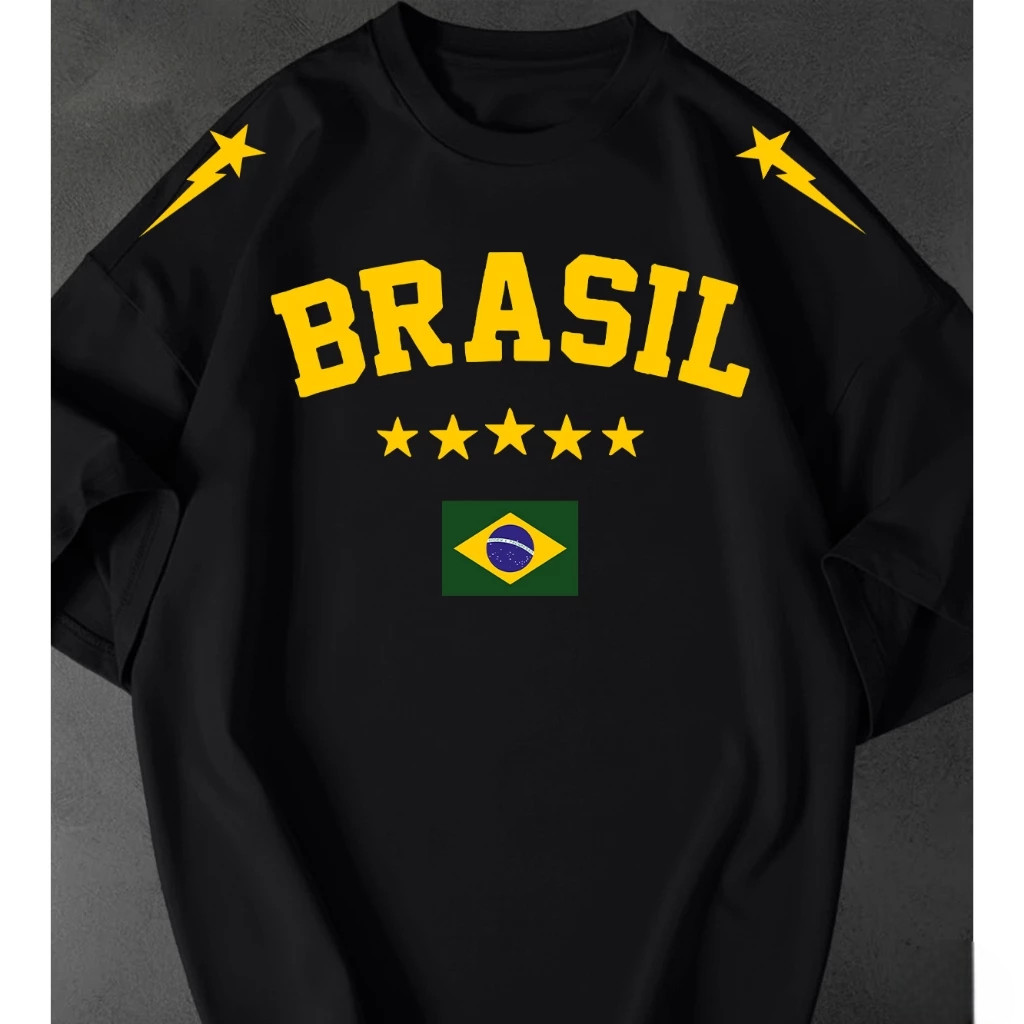 Camisetão Feminina Brasil Seleção Copa Streetwear Oversized Estilosa 100% Algodão Premium | Shopee Brasil