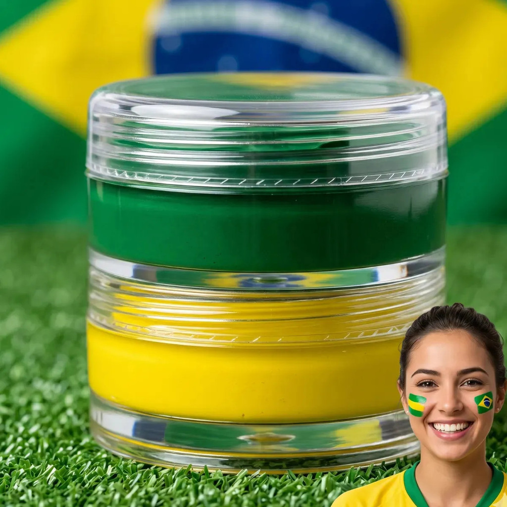 Maquiagem Facial Cremosa Verde E Amarelo Copa Do Mundo 2026 Tinta Rosto Brasil Pintura Corporal | Shopee Brasil