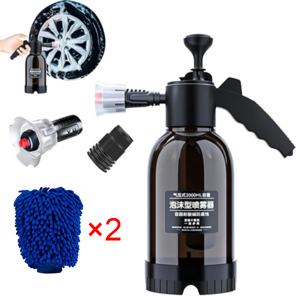 Multifuncional Pulverizador Borrifador Pressão snow foam manual 2l + 2 Bico+ 2 Lavagem Luvas carro | Shopee Brasil
