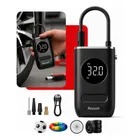 Mini Compressor Digital Portátil Rezzet para Carro Moto e Bicicleta com Calibrador Digital Inflador Elétrico de Pneus 12V Display LCD Lanterna LED Compacto e Recarregável Preto