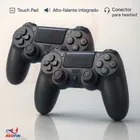 Kit 2 Controles Compatível Ps4 Cabo Controle Tv Samsung Pc P4 Ps 4 Bluetooth Dual Shock 4 Bluetooth Manete Pc Gamer Tv Smart Controle Bluetooth Sem Fio Celular Headset P2 Cor Preto - Marca Redfin