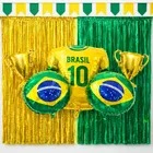 Kit Decoração Copa Do Mundo Cortina Metalizada Camisa Brasil Enfeite Sl Binão Eleição Painel